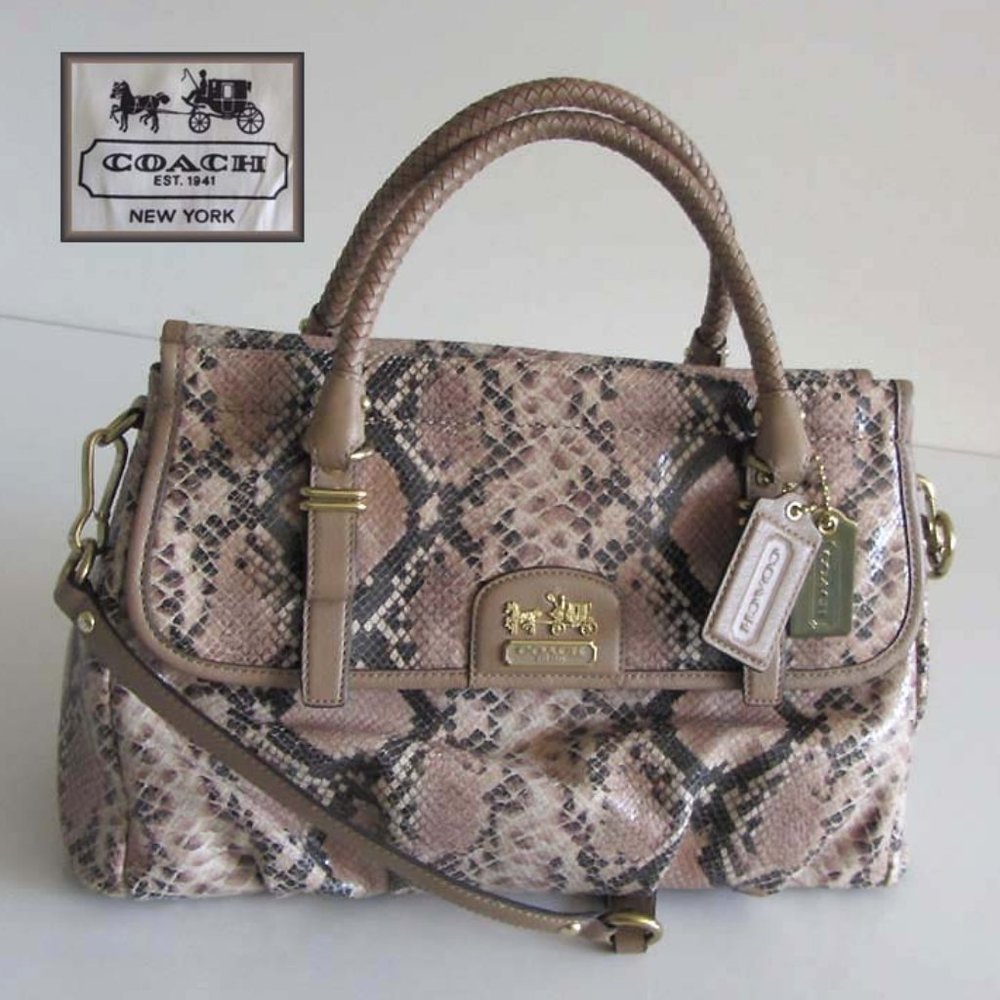 NWT COACH Madison F19638 Python Printed Flap Carry All bag $798